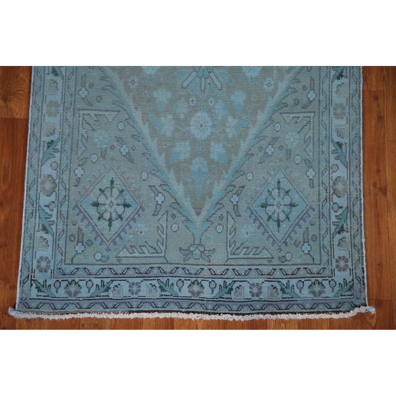 Hand-knotted Traditional Tabriz Persian Runner Rug Vintage Wool Carpet - 3'2" x 11'6"