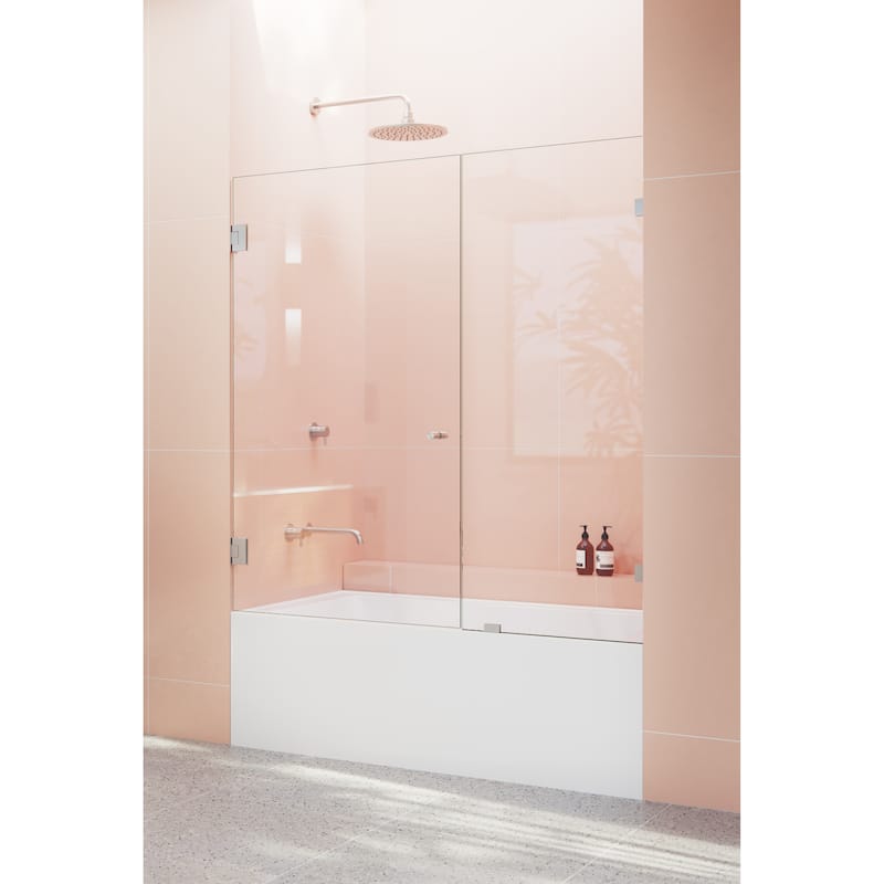 Glass Warehouse 58.25" x 52" Frameless Shower Bath Door - Wall Hinge
