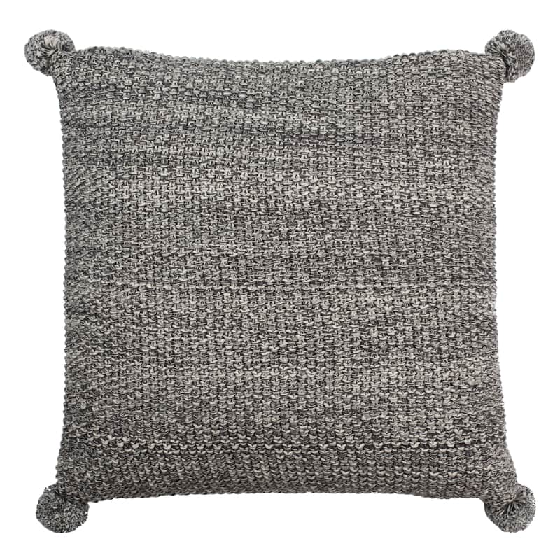 SAFAVIEH Laimute Pom Knit Cotton Grey 20-inch Decorative Pillow