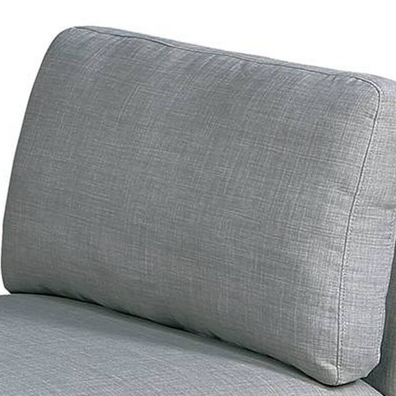 Gimy 37 Inch Modular Armless Sofa Chair, Light Gray Dorris Fabric, Wood