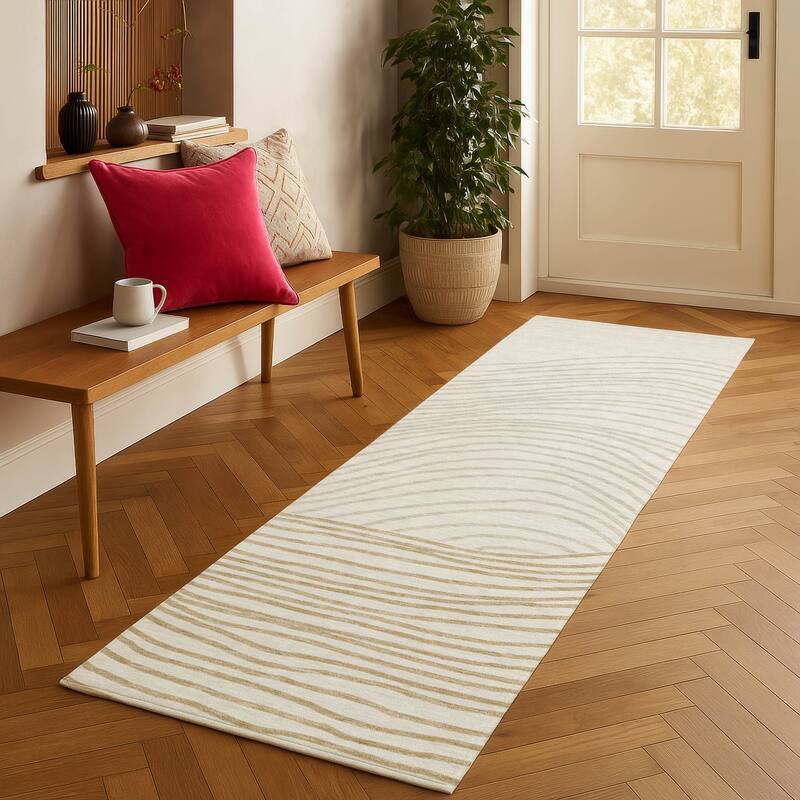 Machine Washable Indoor/ Outdoor Modern Arches Chantille Rug