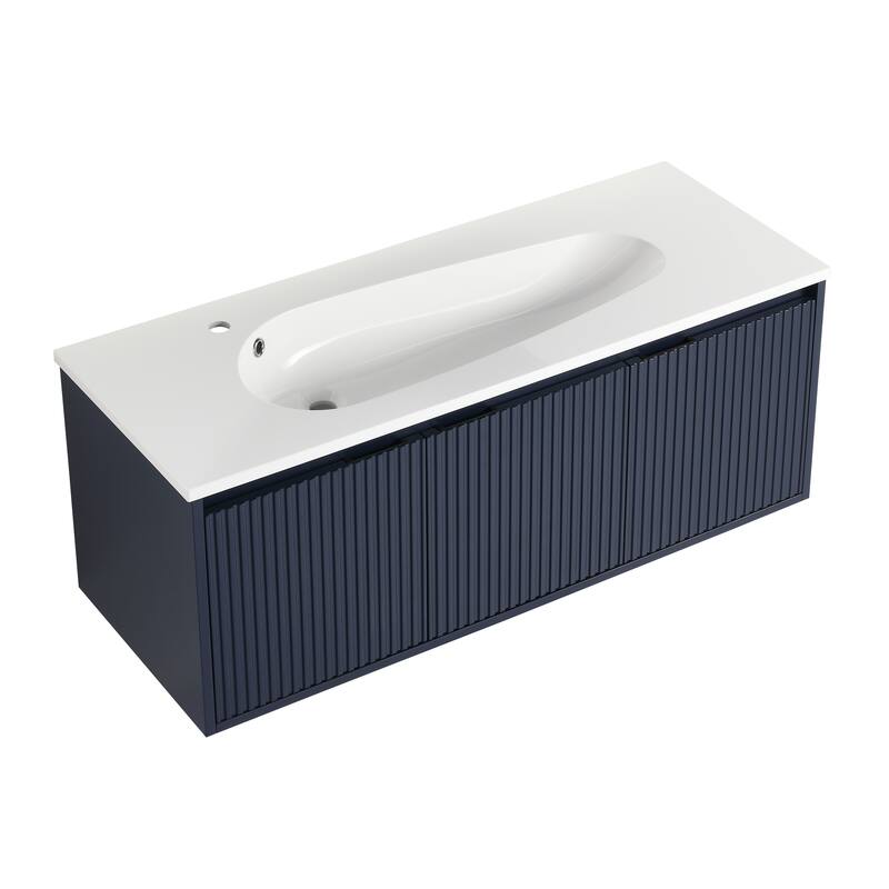 Navy Blue 48in Bathroom Vanity Cabinet with Sink