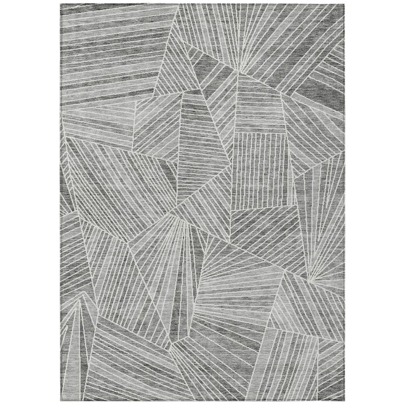 Machine Washable Indoor/ Outdoor Chantille Modern Mosaic Rug