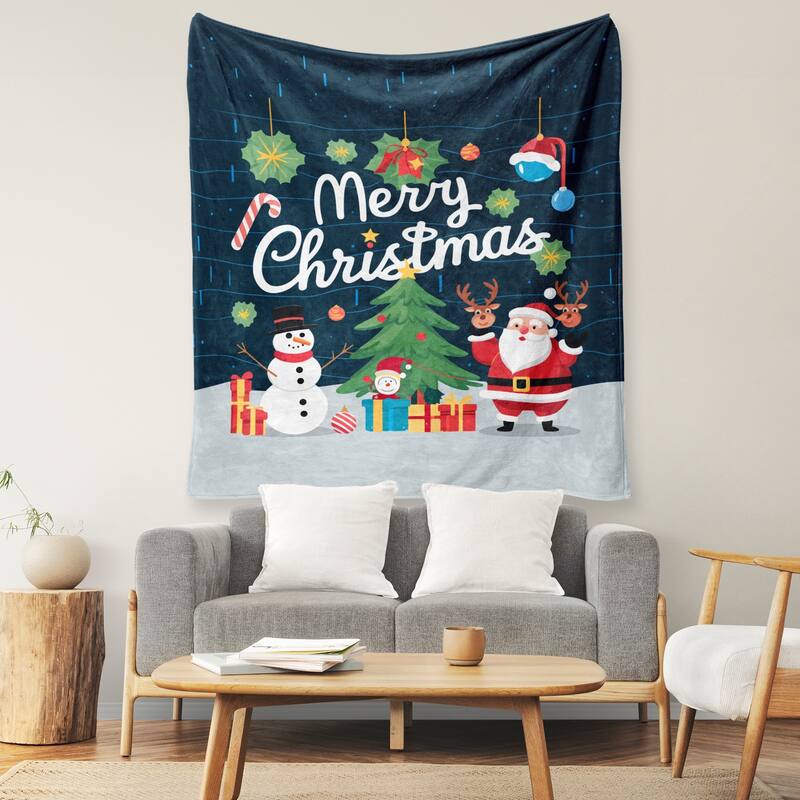 Christmas Prints Fleece Blanket Holiday Theme Fuzzy Warm and Cozy Throw Blanket