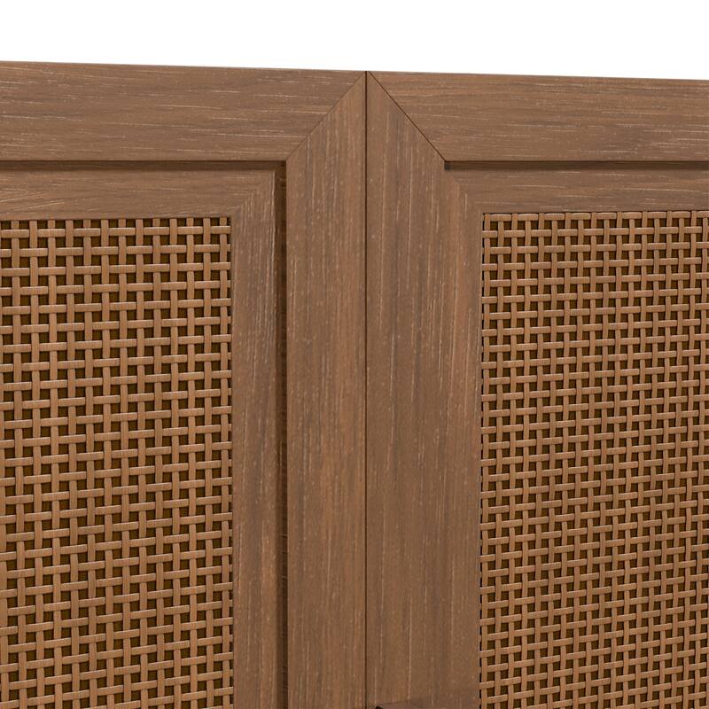 Modular Sideboard Cabinet with Storage Farmhouse Buffet Cabinet with Rattan Panels for Living Room Kitchen Dining Room Entryway