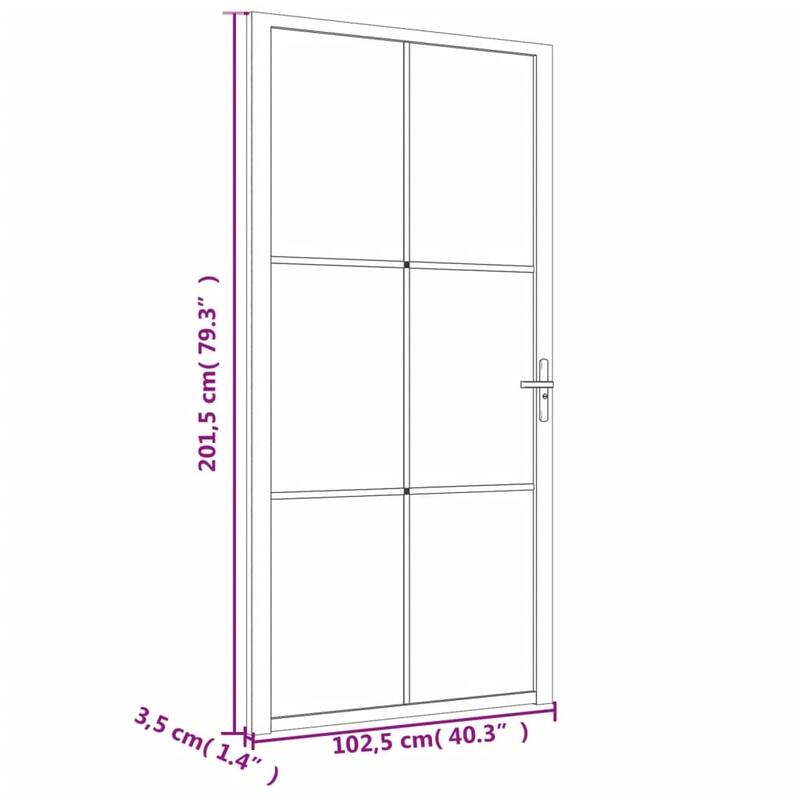 vidaXL Glass Door Interior Door with Alloy Handle ESG Glass and Aluminum Black