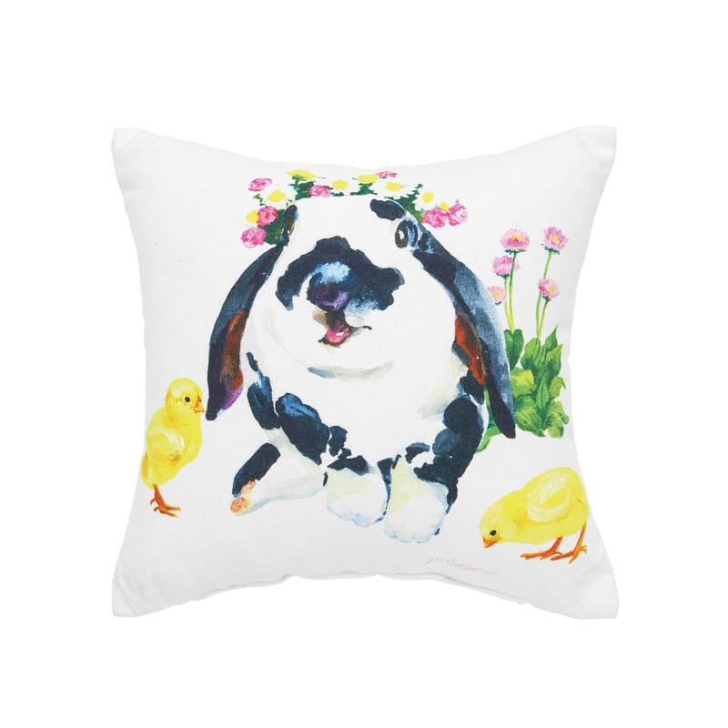 10" x 10" Bunny & Ducks Easter Printed Throw Pillow