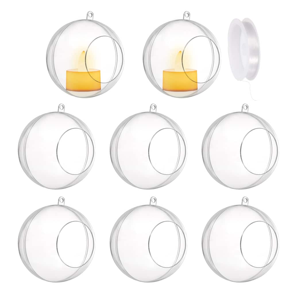 8 Pcs Hanging Tealight Holders Globes Acrylic Refillable Balls for Home