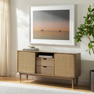 Jure Wood and Rattan Side Board - 30"H x 58"W x 17"D