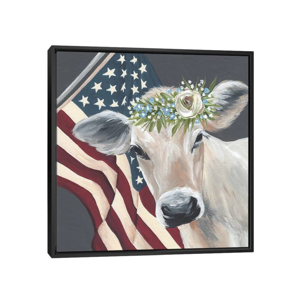 iCanvas "Patriotic Cow" by Michele Norman Framed Canvas Print