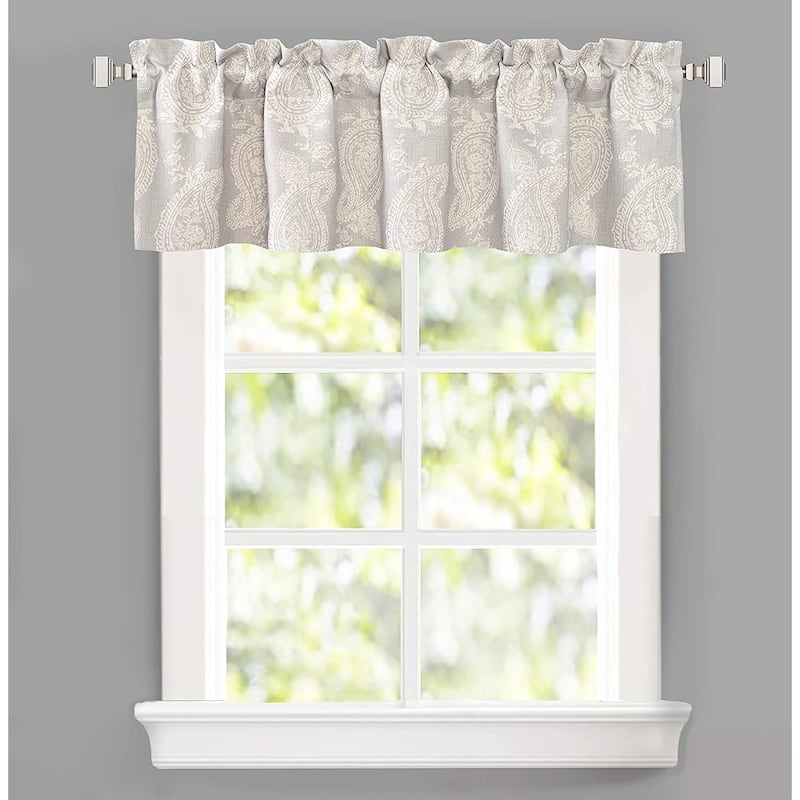 DriftAway Cathy Paisley Block Print Linen Textured Window Curtain Valance