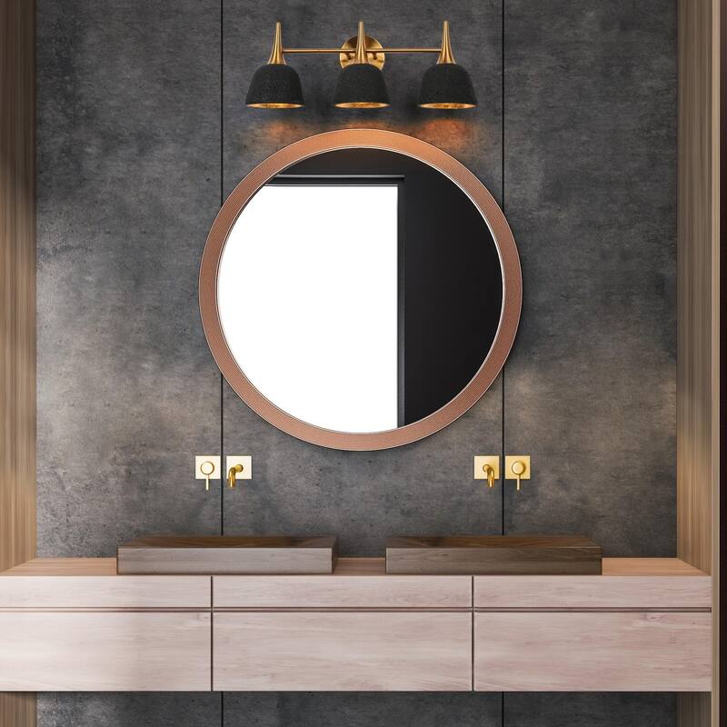 Ampla Modern Farmhouse 3-light Bathroom Vanity Light Black Gold Sonce with Resin Shade
