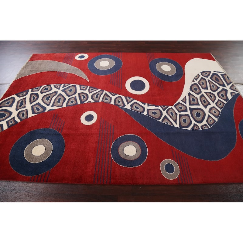 Geometric Modern Gabbeh Kashkoli Oriental Area Rug Wool Hand-knotted - 6'1" x 8'11"