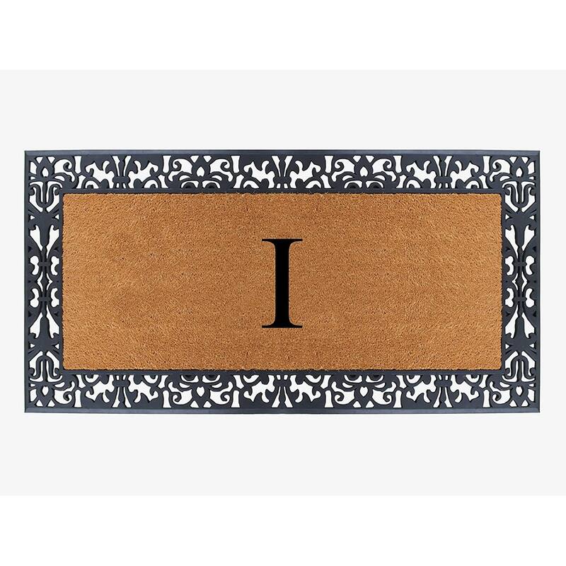 A1HC Rubber and Coir Paisley Border Heavy Duty Non-Slip Durable Double Door Monogrammed Doormat 30"X60" - I