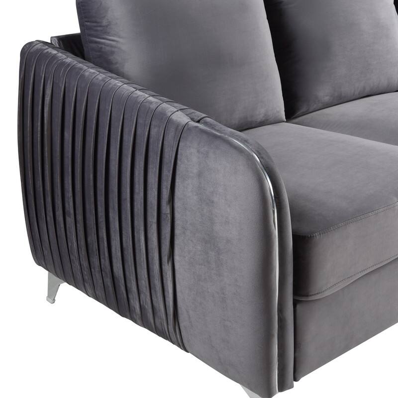 54" Gray Velvet Modern Chic Loveseat Couch
