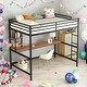 preview thumbnail 1 of 18, Full Size Loft Bed With Desk and Shelve,Solid Construction Black