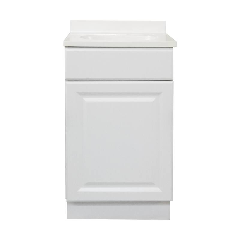 Design House 591032 Wyndham 1-Door Bathroom Vanity with Cultured Marble 4" Centerset White on White Vanity Top