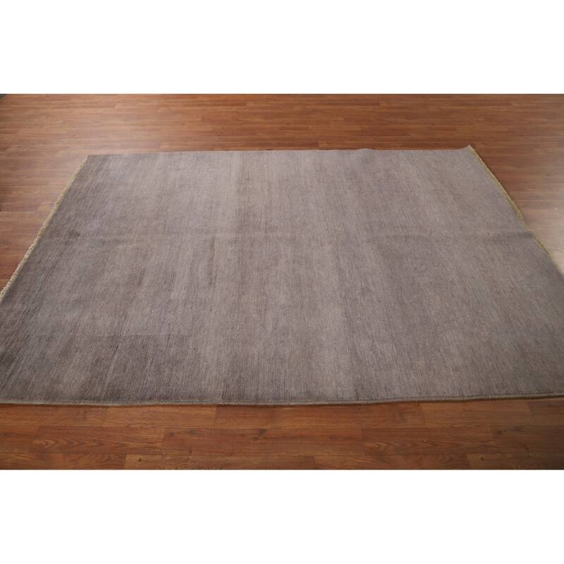 Gray Modern Gabbeh Oriental Area Rug Hand-Knotted Wool Carpet - 5'7"x 7'8"