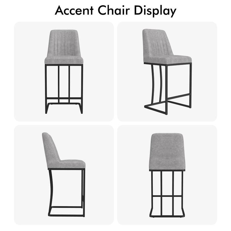 24.8 Inches Modern Cushion Counter Height Bar Stools with Metal Frame Set of 2