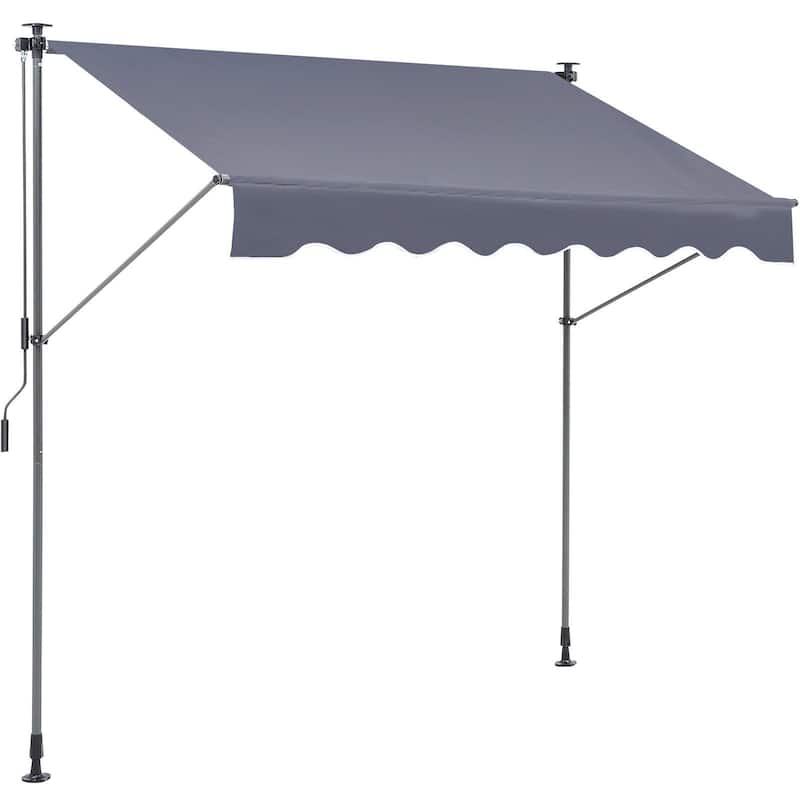78" Manual Retractable Patio Awning with Sun Shade for Deck or Balcony