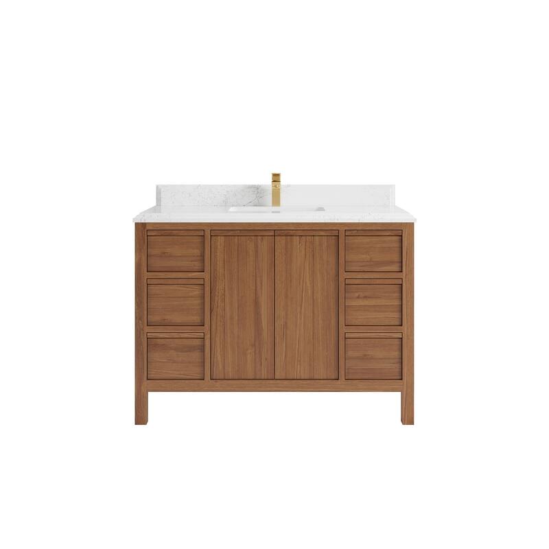 Willow Collections 48 in. W x 22 in. D Elizabeth Solid Teak Single Sink Bathroom Vanity with Countertop