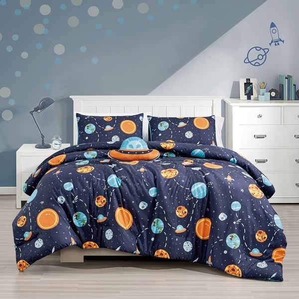 slide 2 of 5, MarCielo Kids Girls Boys Comforter Set Universe Space Full - Queen