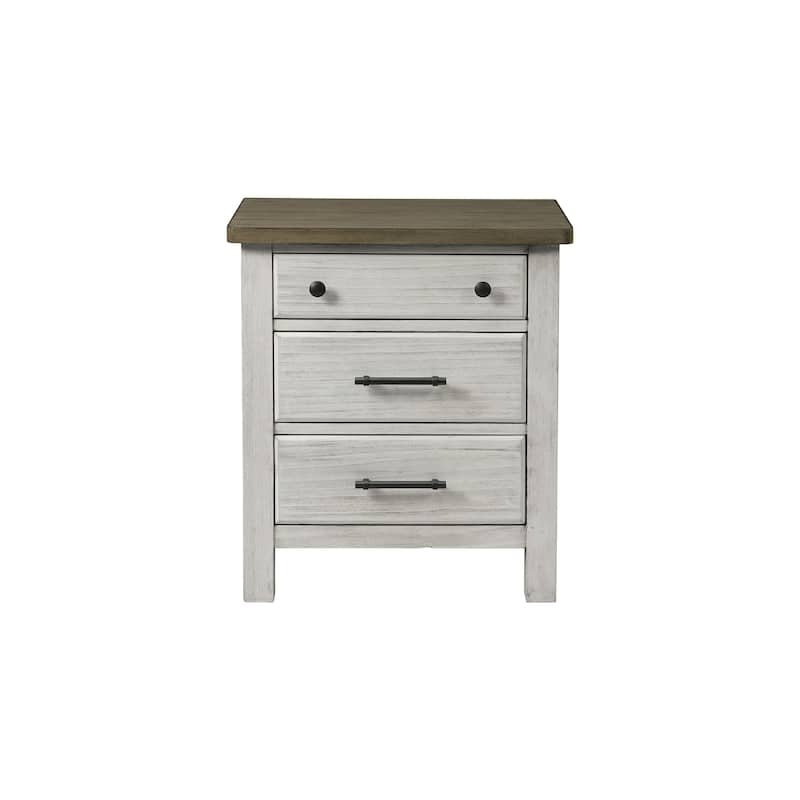 Timber Ridge 3-Drawer Wood Nightstand, Weathered Washed Sierra