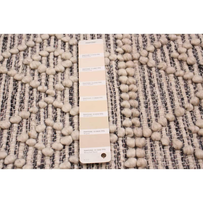 ECARPETGALLERY Braid weave Sienna Ivory Wool Rug - 4'10 x 4'10