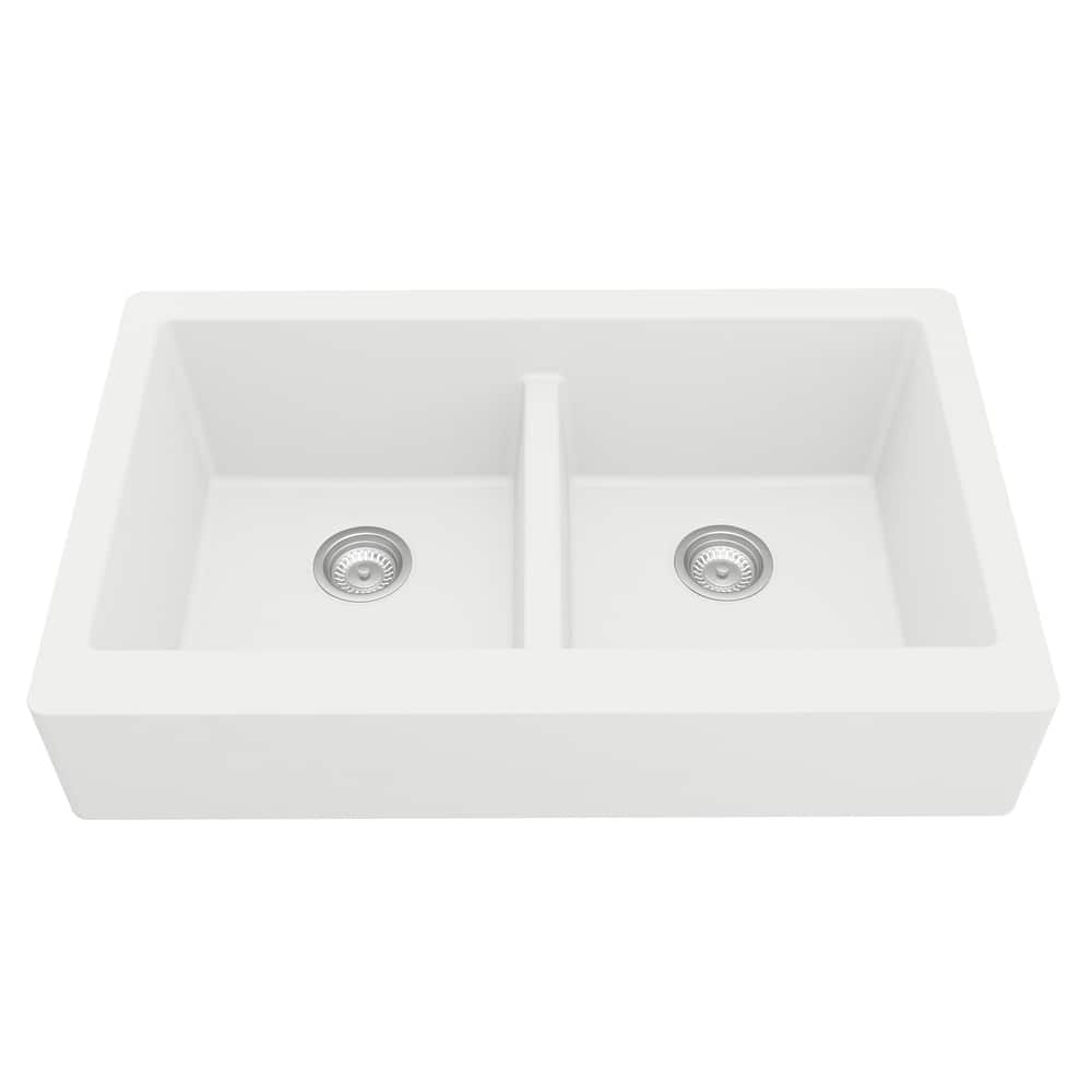 Karran Retrofit Apron Front Quartz Double Bowl Kitchen Sink