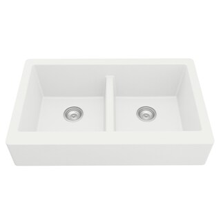 Karran Retrofit Apron Front Quartz Double Bowl Kitchen Sink