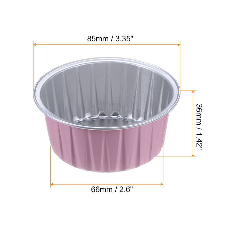 Cupcake Cups, 100pcs 66x36x85mm Aluminum Foil Standard Cupcake Liners - Pink/Silver