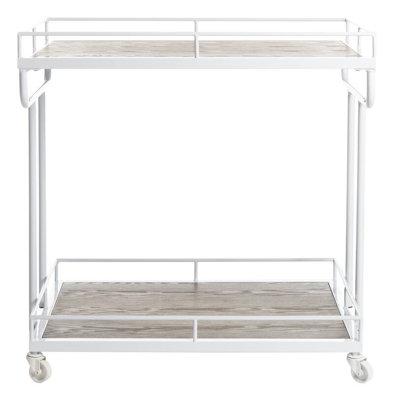 SAFAVIEH Tennessee 2-Tier Rectangle Bar Cart - Rustic Oak / Gunmetal - 32" x 21" x 32" - 32"Wx21"Dx32"H