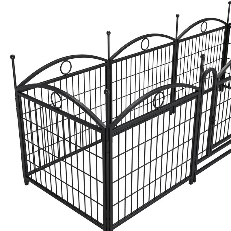 Dog Playpen 24 inch 8 Panels Metal Dog Pen Pet Dog Fence with Doors, Heavy Duty Dog Fence Puppy Pen Foldable Pet Exercise Pen