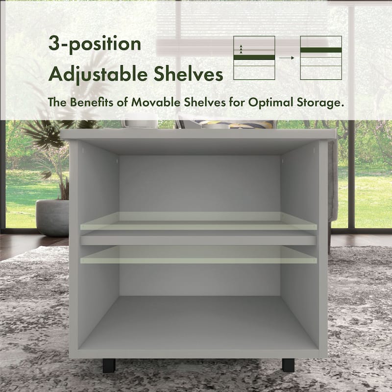 24/7 Shop At Home Modern 37-inch Lift-Top Coffee Table with 16 Colors LED Light and Adjustable Shelf