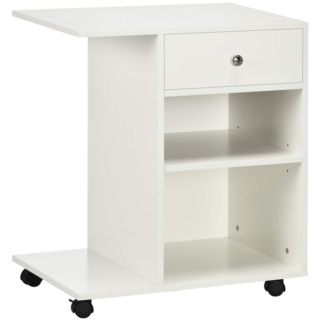Mobile Printer Stand, Rolling File Cabinet Cart with Wheels, Adjustable Shelf, Drawer and CPU Stand