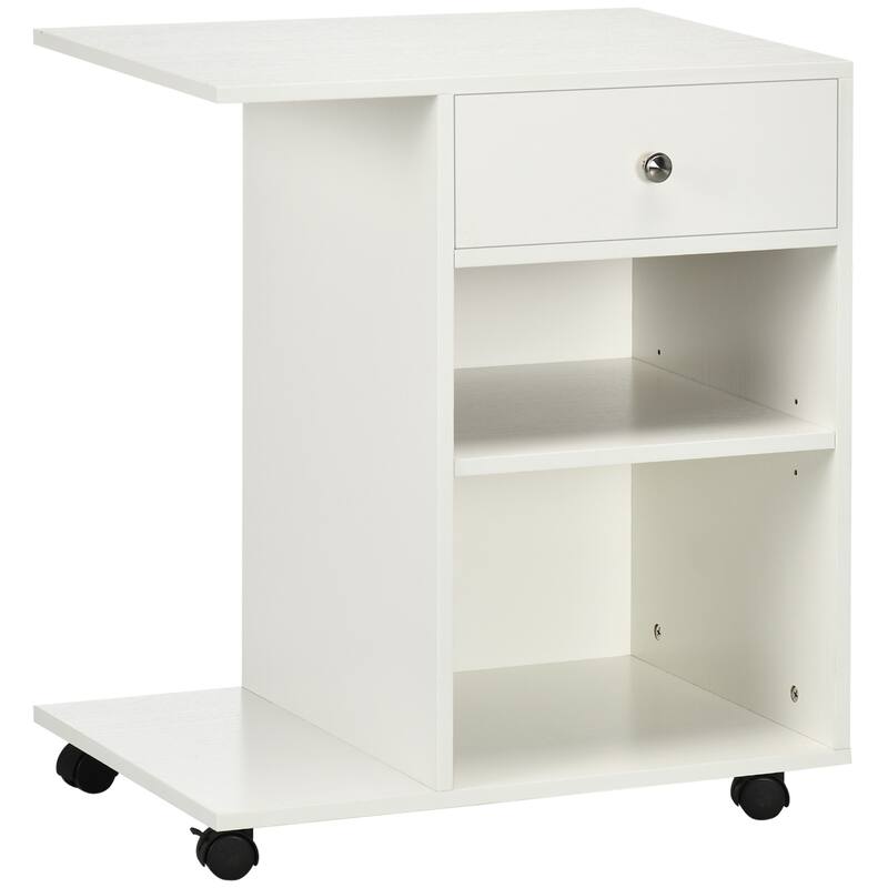Mobile Rolling File Cart with Adjustable Shelf and Drawer Bed