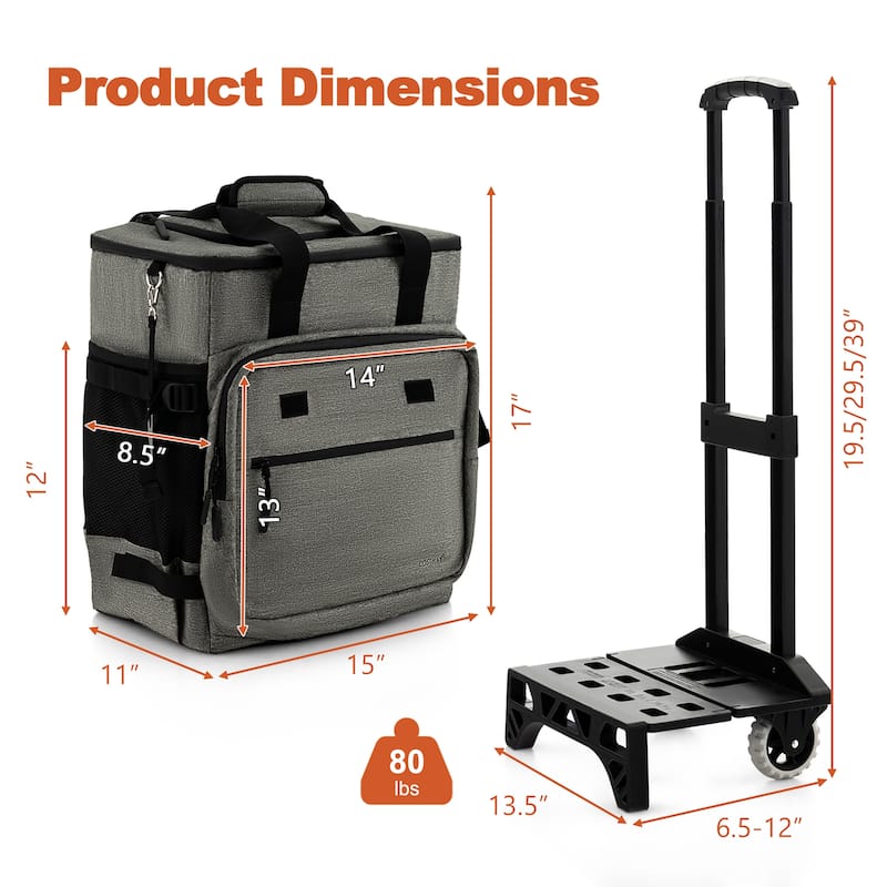 Costway 50-Can 3-in-1 Insulated Rolling Cooler with Adjustable Handle - See Details