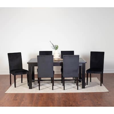 Roundhill Furniture Vanzo Contemporary 7-Piece Dining Set, Dining Table with 6 Stylish Chairs