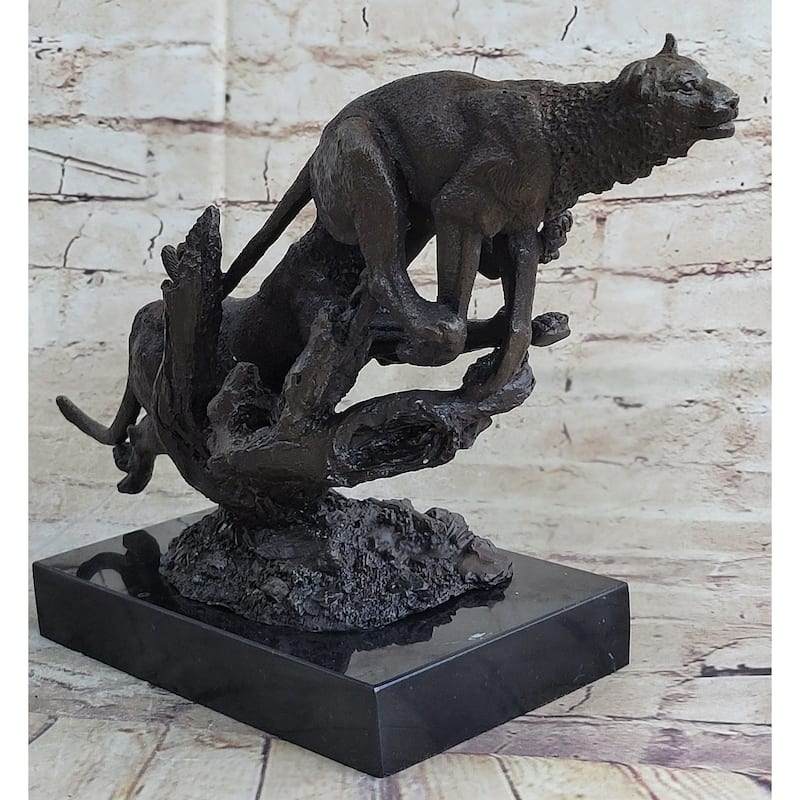 Henry Moore Cougar Jaguar Puma Wild Life Bronze Sculpture Statue Figurine Figure