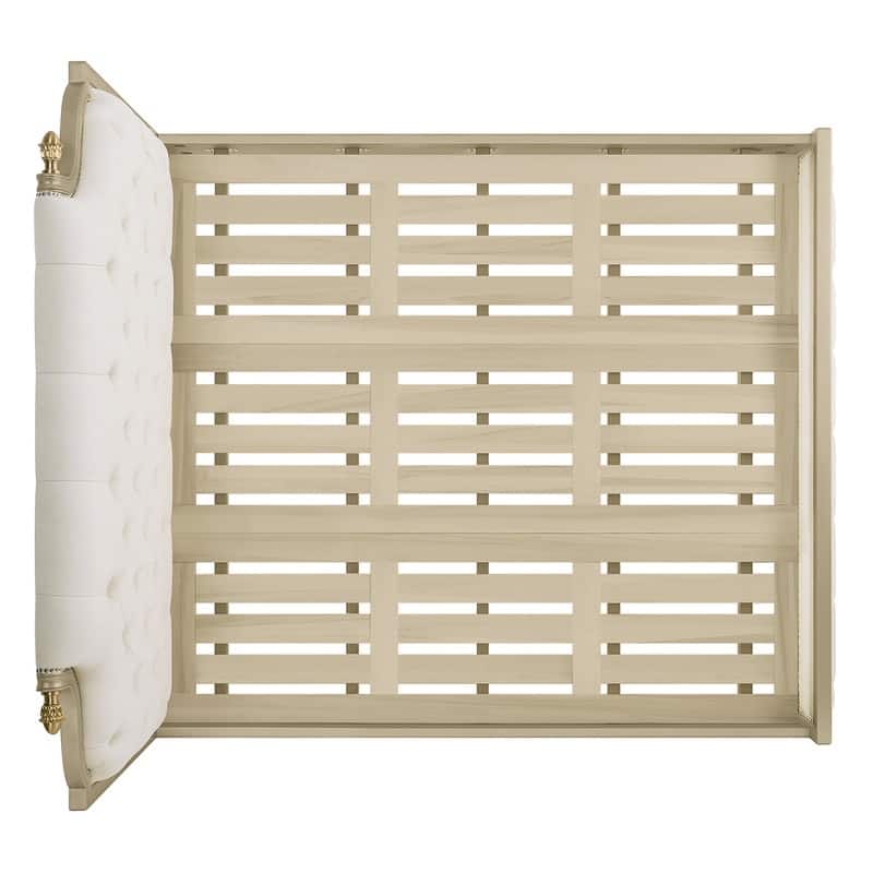 Spruce & Spring Classic American Tufted Upholstered Platform Bed with Birch Wood Frame in Champagne Silver - King