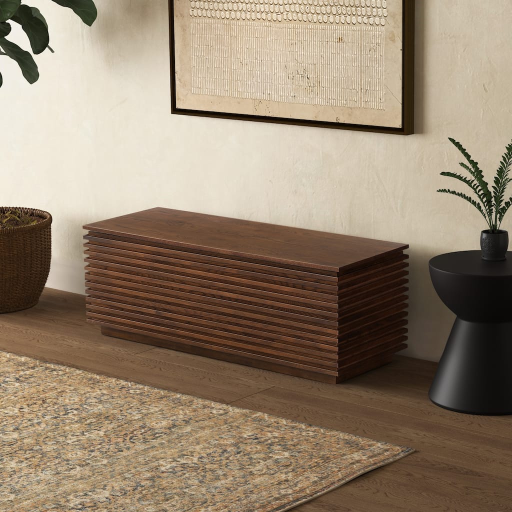 SAFAVIEH Couture Zuzu Wood Storage Bench - 50"W x 18"D x 18"H
