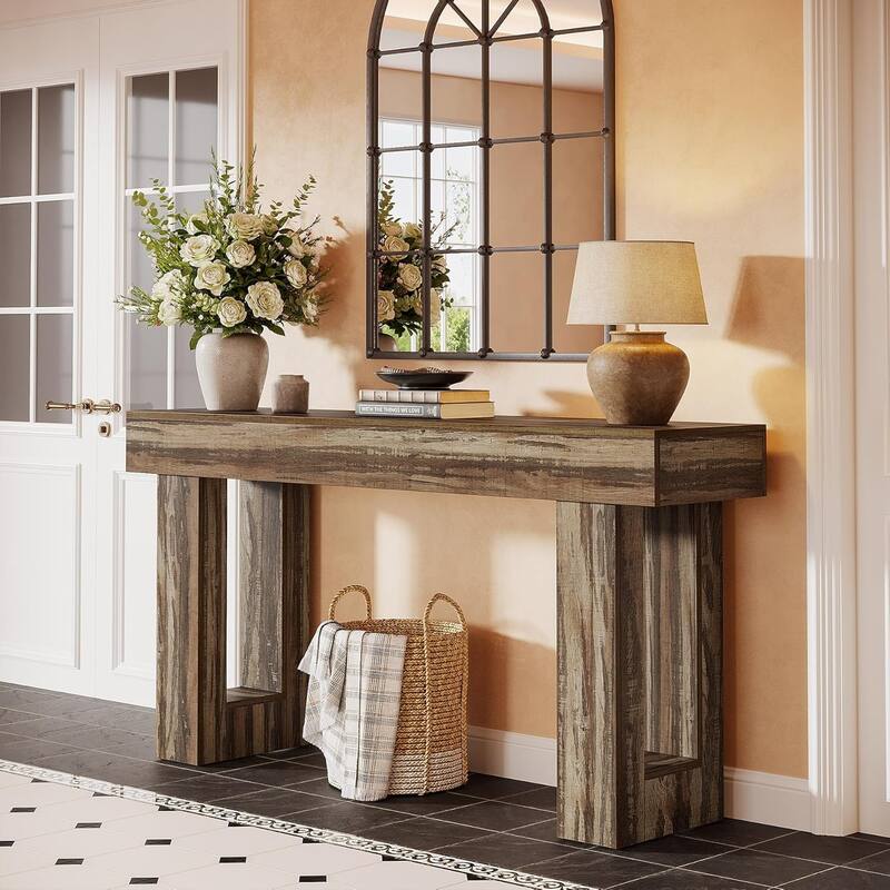 63" Wooden Console Table, Rectangular Sofa Table for Behind Couch, Entryway, HallwayLiving Room