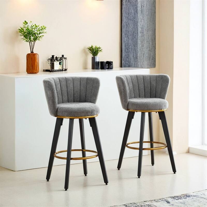 Counter Height Bar Stools Set of 2,360° Swivel Upholstered Barstools