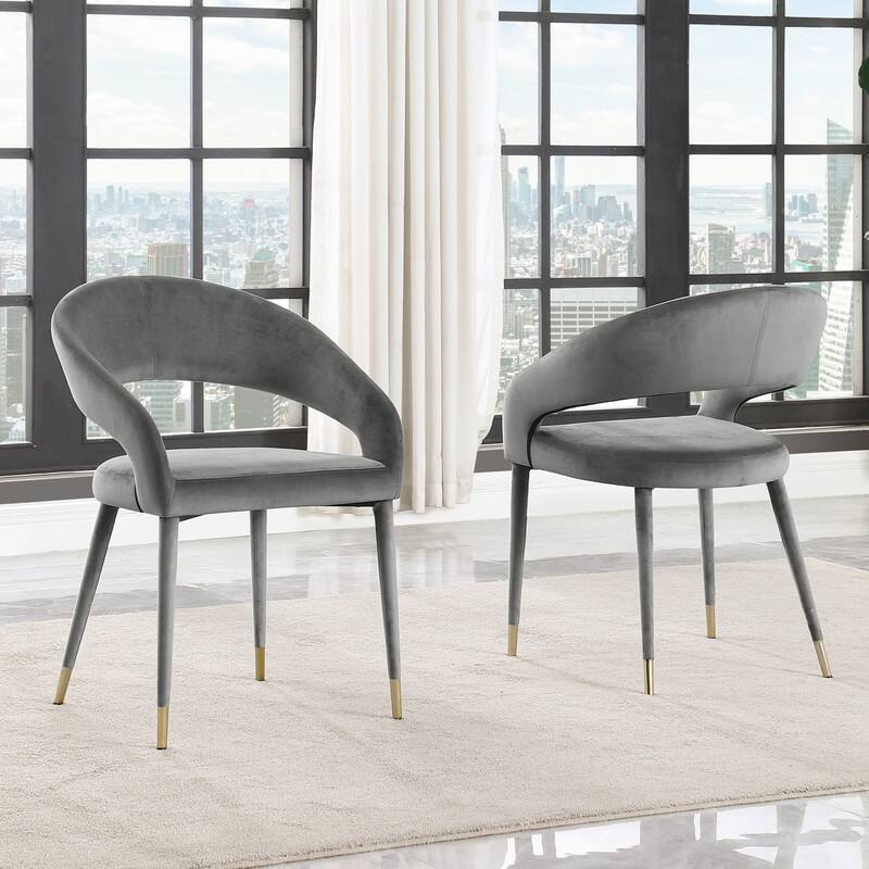 Best Master Furniture Ellis Contemporary Faux Leather Upholstered Dining Chair with Gold Accent (Set of 2)