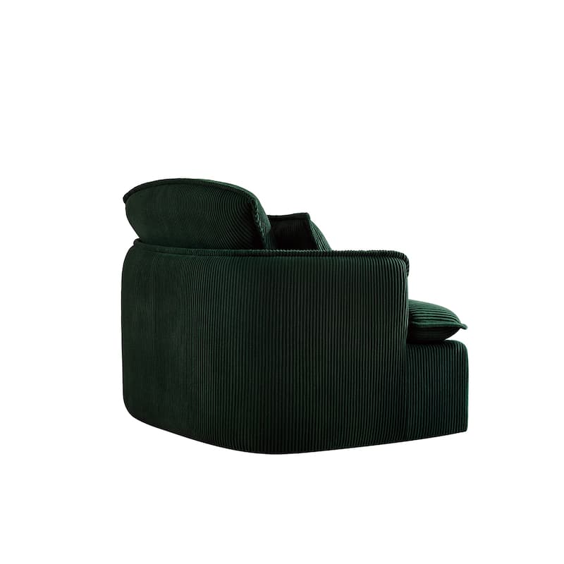 Green Corduroy Sofa with Foam Frame and Ottoman, Compact Modern Design - 47.24" x 35.43” x 37.4"