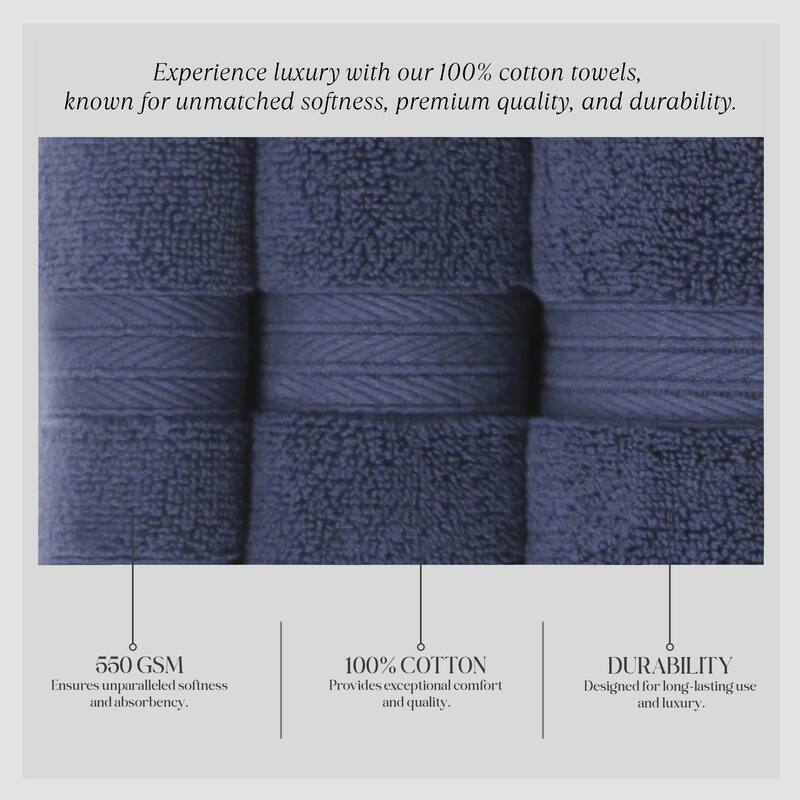 Home Weavers Elegance Essentials 550GSM Cotton Zero Twist Super Absorbent Hand Towel Set of 4
