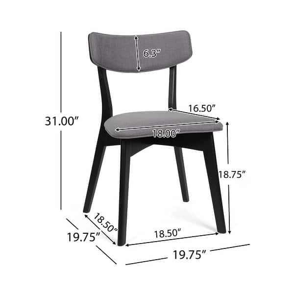 dimension image slide 4 of 11, Christopher Knight Home-Chazz Mid-Century Modern Upholstered Rubberwood Dining Chairs (Set of 2/4)