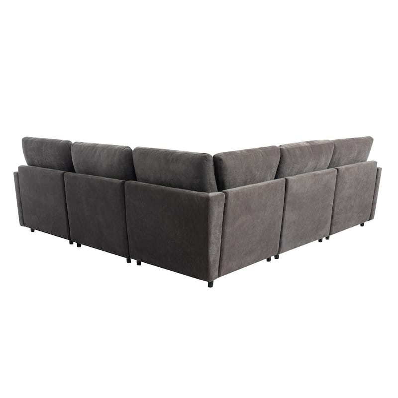 100.4'' Roomy U-Shaped 6-Seat Sectional Sofa with Removable Ottomans and Easy-Clean Cushions for Living Room
