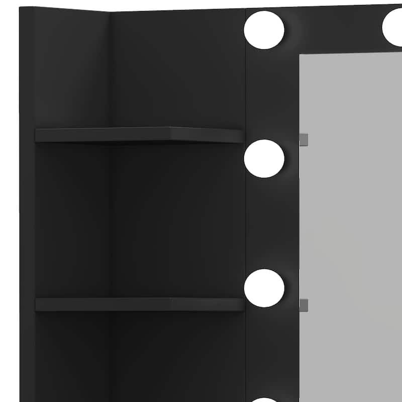 Moasis 39.5"W Bedroom Makeup Vanity Desk with Mirror and Power Outlets&Hairdryer Holder