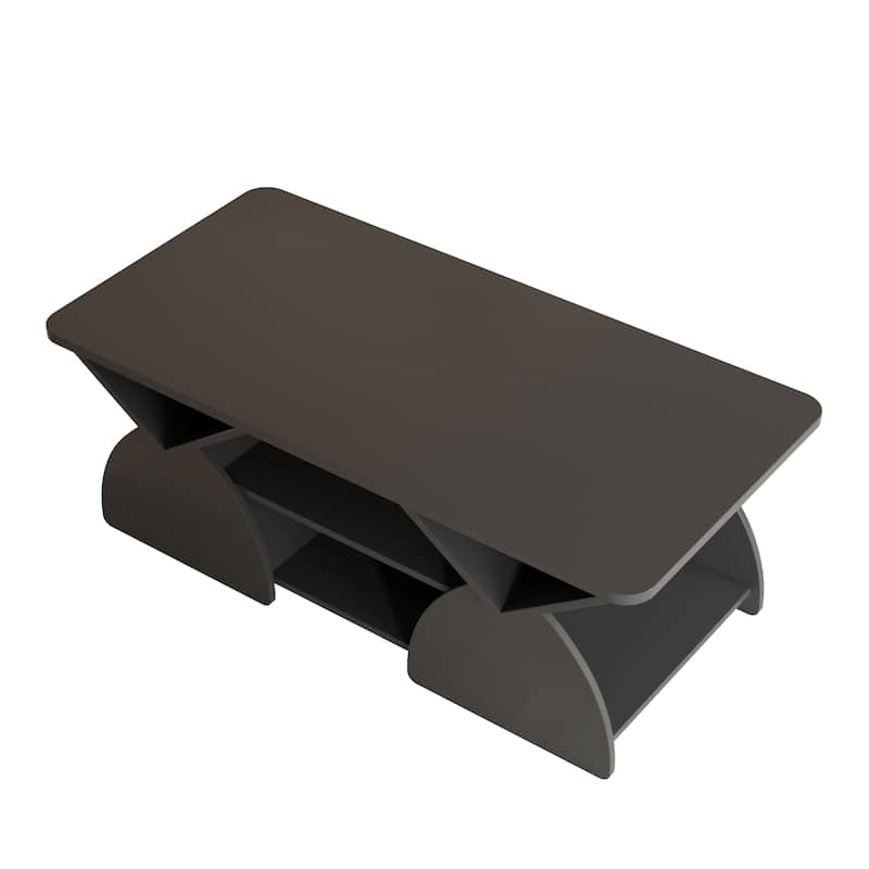 Rectangular Coffee Table for Living Room, Center Table with Storage, 47 Inch Space Saving Modern Coffee Table